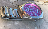 Fossil Stainless Steel Pink Face Day Month Week Watch BQ3017