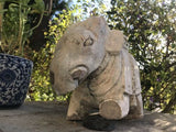 18th Century Antique Stone Carved Indian Temple Elephant Spiritual Artifact