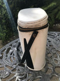 Vintage Thermos Lumilagro Holtemp Set of 2 Cup Lids and Black White Travel Case