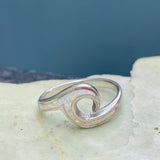 Sterling Silver 925 White Fire Opal Ocean Wave Beach Sea Ring 4g Size 8.25