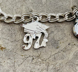 Vintage Class of 97 Graduate Sterling Silver 925 Engraved Charm Bracelet 11.29 g