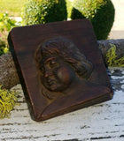 Antique Angel Cherub High Relief Wood Carving Mold Plaque