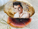 Artist Signed T. Wills Hand Painted Elvis Presley Wood Carved Art Decor Plaque