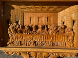 Antique Vintage Wood Carved Da Vinci Lords Last Supper Jesus Wall Hanging