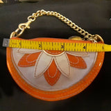 Authentic signature Coach coin purse/key chain. Orange Patten leather