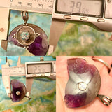 Vintage Artisan Hand Crafted Sterling Silver 925 Amethyst & Opal Mosaic Pendant