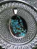 Vintage Navajo Signed Oscar’s 950 Silver Turquoise Pendant