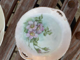 J & C Louise Bavaria Hand Painted Floral Dinner Plate Dish Set 2 Flower Plates