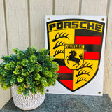 Authentic Porsche Stuttgart Emblem Stallion Shield Porcelain Ad Sign Picture