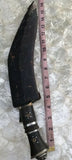 Antique India Gurkha Kukri Knife Etched Dagger w Leather Sheath + Small Knife