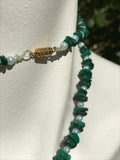 Artisan Malachite Faux Pearl Green Gem Stone Carved Horn Beaded Long Necklace