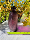 Artisan Purple Blown Art Glass Rose Floral Decorative Bottle Vase