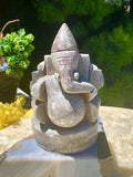 Antique Stone Carved Tribal Elephant Hindu Ganesh Spiritual Temple Statue Figure