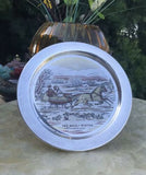 24k Gold On Sterling Silver Danbury Mint Xmas 1972 Currier & Ives The Road Plate