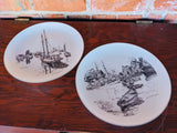 Vintage Gorham Bavaria San Pedro Lionel Barrymore Ship Dock Scenic Plates 2 Set