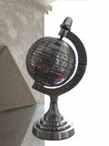 Silver Tone Metal World Globe Decor Desk Paperweight 8” Tall