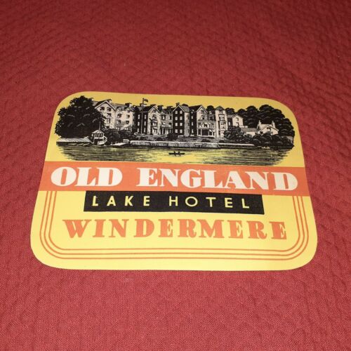 Vintage Luggage Label Tag Old England Lake Hotel Windermere
