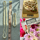 14K Yellow Gold Signed Vintage Pearl 5.8-6.2mm 14Kt Necklace & Bracelet Set 27g+