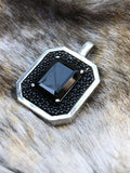 Vintage Designer STS Sterling Silver 925 Faceted Black Onyx Gem Stone Pendant