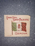 Italy Genova Genova Hotel Savoy & Majestic 1930s Advertising Luggage Label Rare