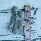 Antique Metal Ornate Religious Catholic Madonna & Christ Child Spiritual Art