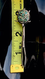 Antique Sterling Silver 925 Turquoise Mosaic Turtle Roach Clip Pincer Tweezer