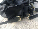 Steve Madden Black Pebble Leather Tote Gold Accents + Removable Body Strap Tote