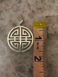 Four Blessings Vintage Sterling Silver 925 Good Luck Chinese Symbol Pendant 9.8g