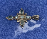 Sterling Silver 925 Aquamarine Cross Pendant