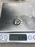 Vintage Sterling Silver 925 Spiritual Sun Face Solar Pendant Charm 4.3 Grams