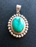 Vintage Nepal Sterling Silver and Turquoise Pendant