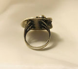 Vintage Signed N Tribal Native American Sterling Silver Turquoise Ring Size 7