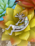 Vintage Signed CB Charlie Bowi Kokopelli Sterling Silver Opal Pendant