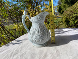 Antique 1800's Light Blue High Relief Beverage Vase Pitcher w Handle Anchor