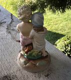 S38 Antique Bisque Porcelain Figurine Statue Girl And Boy