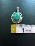 Vintage Nepal Sterling Silver and Turquoise Pendant
