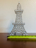 Large Clear Crystal Rhinestone Silver Tone Metal Eiffel Tower Art Candle Holder
