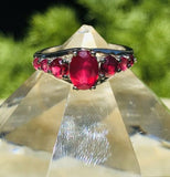 Vintage Sterling Silver 925 Red Spinel Oval + 6 Round Stone Ring Size 9
