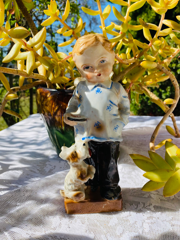Vintage Ceramic Porcelain Boy Figurine Signed Made in Occupied Japan