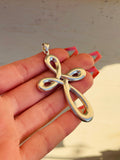 Vintage Sterling Silver 925 Infinity Silhouette Religious Cross Pendant 5.2g