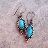 Vintage Sterling Silver 925 Turquoise Stone Dangle Drop Pierced Earrings 5.7g