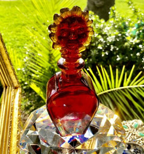 Rare Blood Orange Glass Perfume Bottle With Sunface Stopper