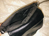 Vintage Authentic Ecoté Petite Black Magnetic Purse W Gold Sequins & Chain Strap