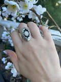 Vintage Sterling Silver 925 White Agate Stone Native American Ring Size 6.5