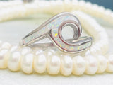 Sterling Silver 925 White Fire Opal Ocean Wave Beach Sea Ring 4g Size 8.25