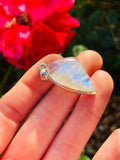 Sterling Silver 925 Moonstone Moon Stone Unique Abstract Gemstone Pendant 7.1g