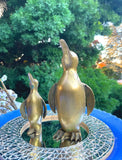 Vintage Large Solid Brass Mom & Baby Penguin Set of 2 Penguins