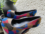 Steve Madden Multicolor Rhinestone Womens Platform Pumps High Heels Size 7