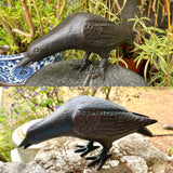 Black Metal Cast Iron Vintage Crow Bird Decorative Art Figurine Outdoor Statue