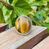 Sterling Silver 925 Tigers Eye Statement Ring Size 7 Weighs 8.1g